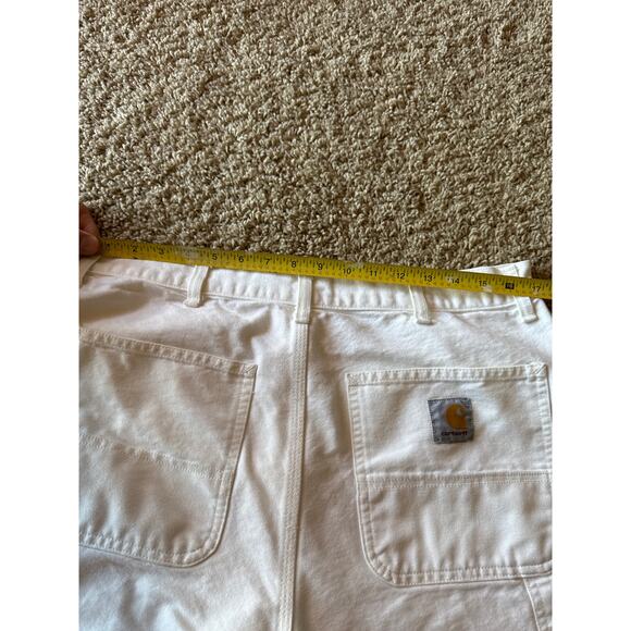 Carhartt White Canvas Triple Stitched 34” Carpenter Cutoff Shorts - Picture 5 of 8